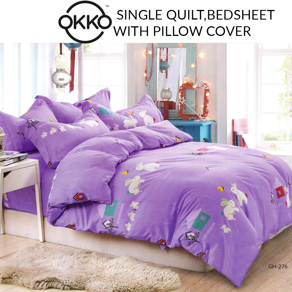 Buy Okko Single Quilt Bedsheet With Pillow Cover Purple 1 Gh 276